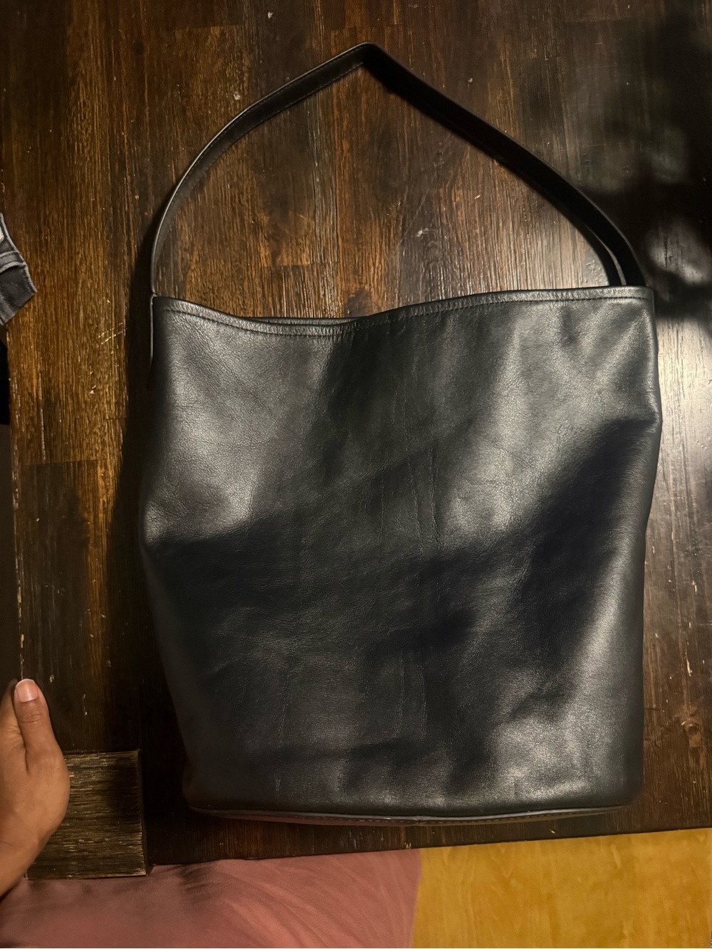 J. Crew Black Leather Shoulder Tote